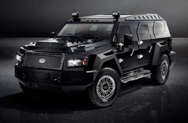 evade-front-shot-lights-on evade front shot lights on Evade SUV by Conquest Vehicles: First Unarmored Model from Canadian Company