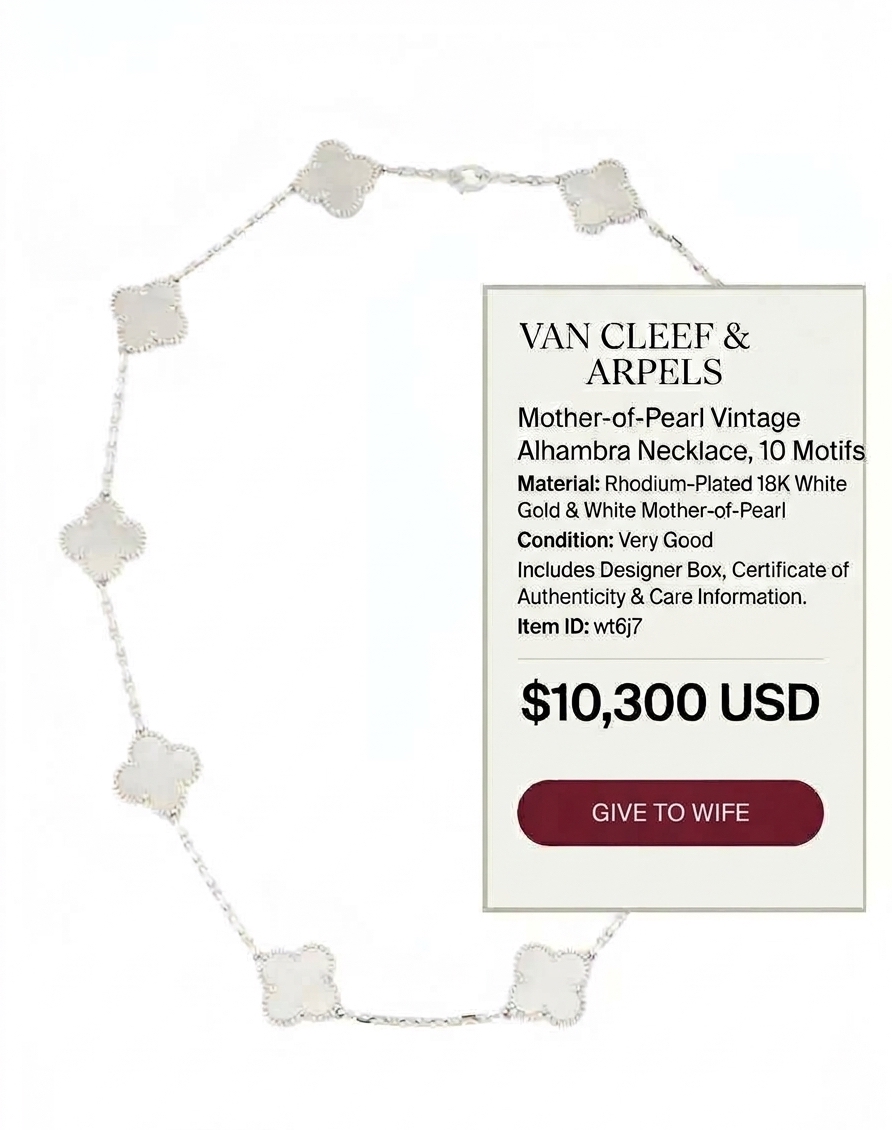 van cleef alhambra vintage mother of pearl necklace for wife